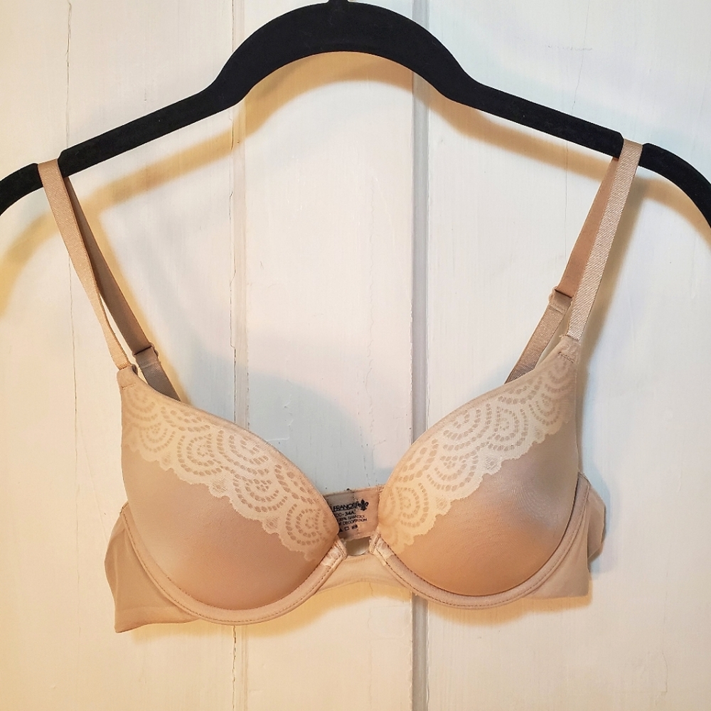 GONE TODAY! 34A Nude Push up Bra with Lace Detail, Like New, Lily of France